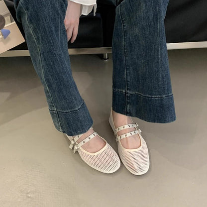 Valerie Buckled Mesh Ballet Flats