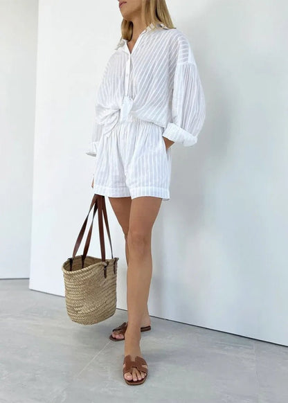 Bridget Striped Cotton Shirt and Shorts Set