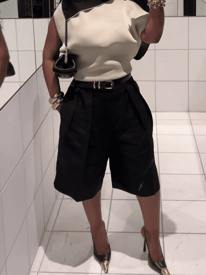 Florentine High Waist Bermuda Shorts with Belt
