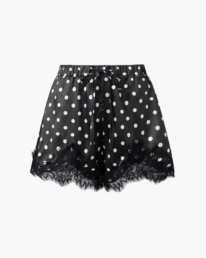Paula Black Polka Dot Satin Short