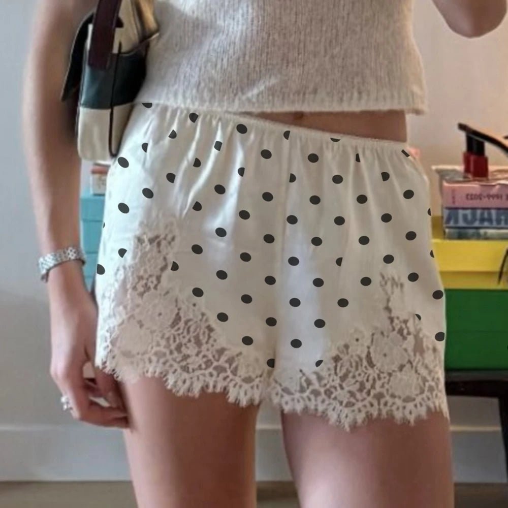 Pauleen Polka Dot Lace Trim Shorts