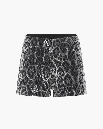 Quennie Leopard Sequin Shorts