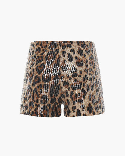 Quennie Leopard Sequin Shorts