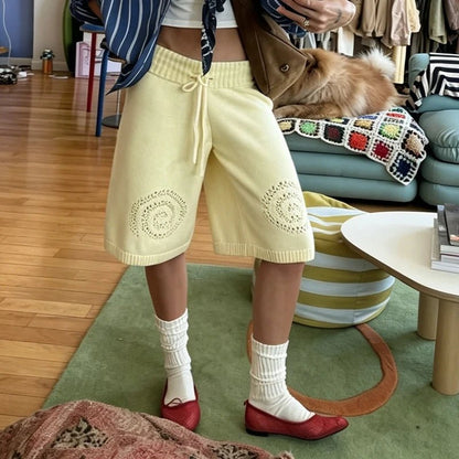 Sabina Knit Wide-Leg Culottes Shorts