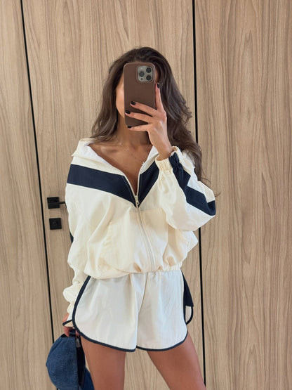 Ellen Chevron Windbreaker Shorts Set