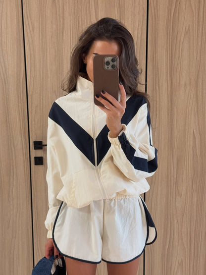Ellen Chevron Windbreaker Shorts Set