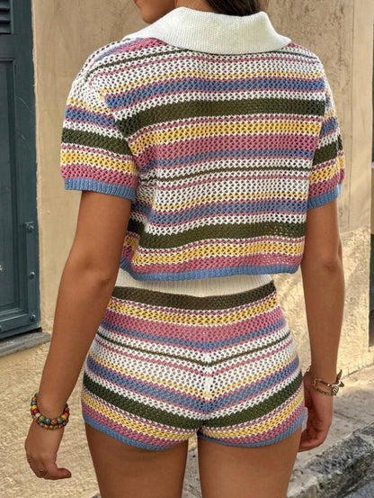Margot Striped Knit Crop Set