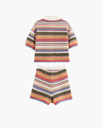 Margot Striped Knit Crop Set