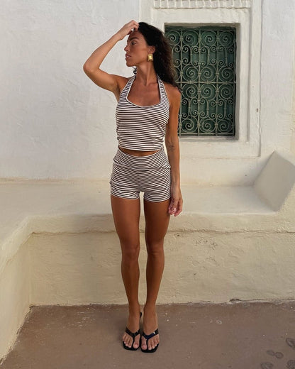 Lucy Striped Halter Tank and Shorts Set