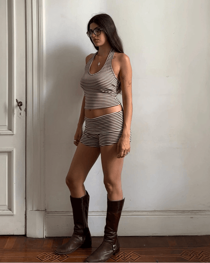 Lucy Striped Halter Tank and Shorts Set