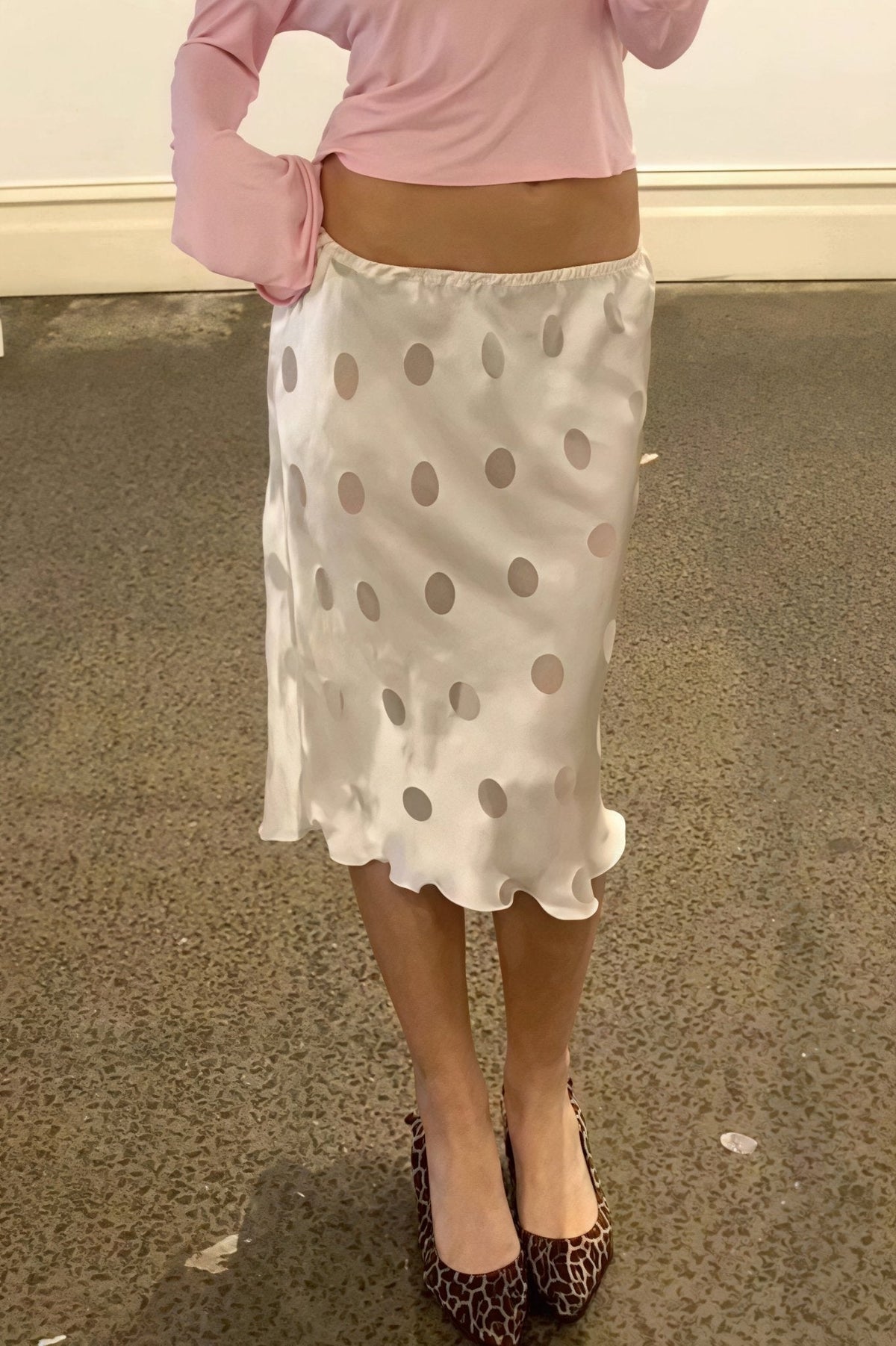 Aislinne Polka Dot Sheer Skirt