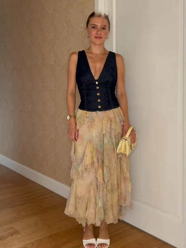 Serena Tiered Boho Maxi Skirt
