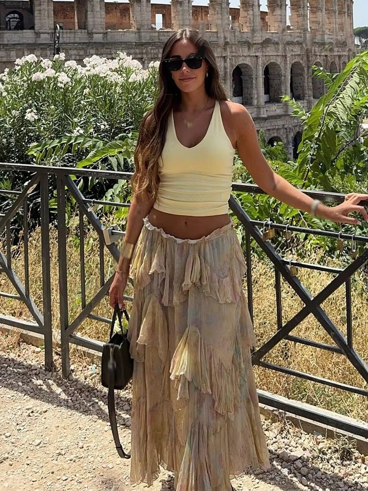 Serena Tiered Boho Maxi Skirt