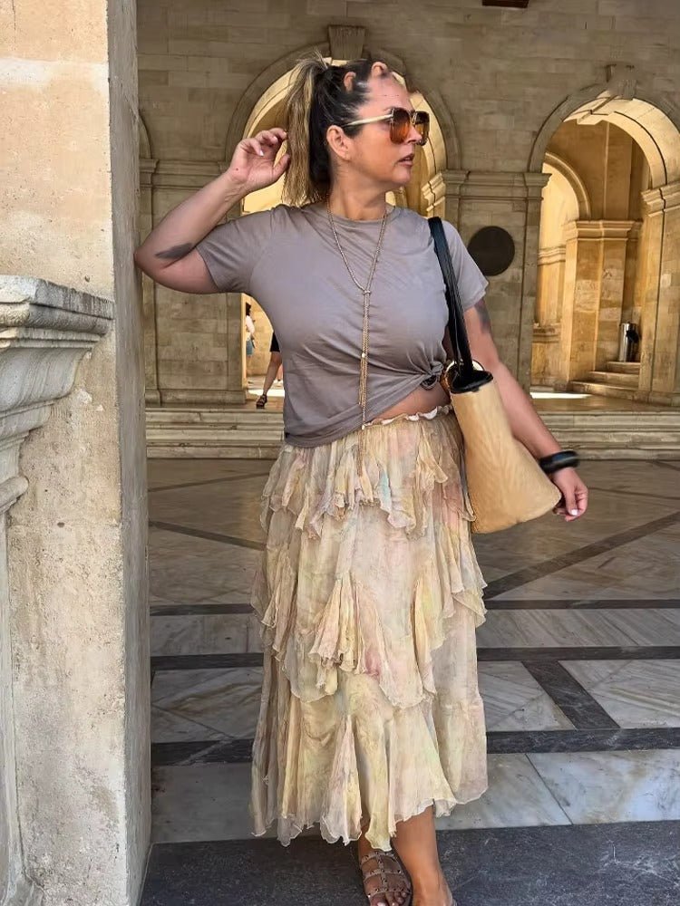 Serena Tiered Boho Maxi Skirt