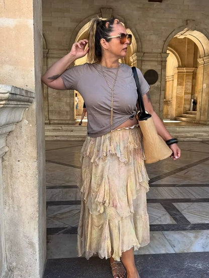 Serena Tiered Boho Maxi Skirt