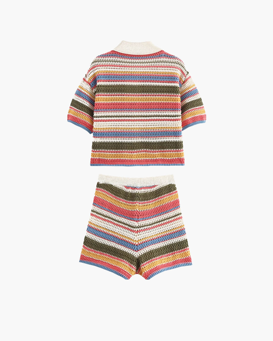 Jasmin Crochet Crop Sweater Shorts Set