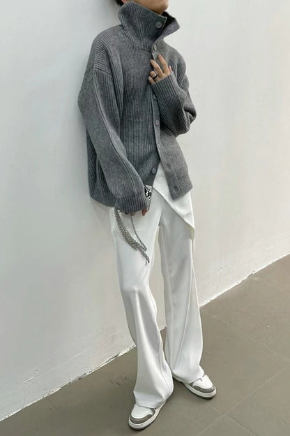Donna Ribbed Funnel Neck Cardigan