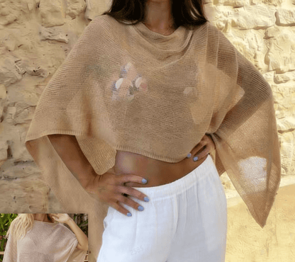 Asymmetrical Asymmetrical Sheer Poncho Top