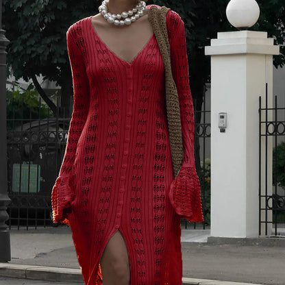 Sophia Hollow Out Knit Cardigan Dress