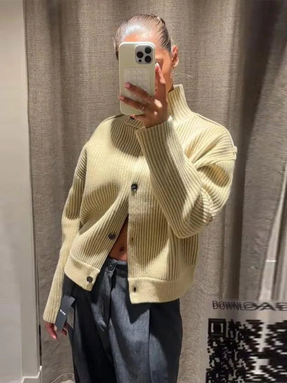 Sandra Stand Collar Knitted Cardigan