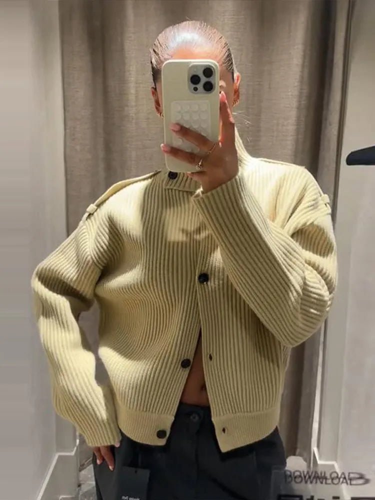 Sandra Stand Collar Knitted Cardigan