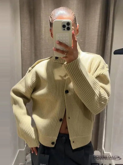 Sandra Stand Collar Knitted Cardigan