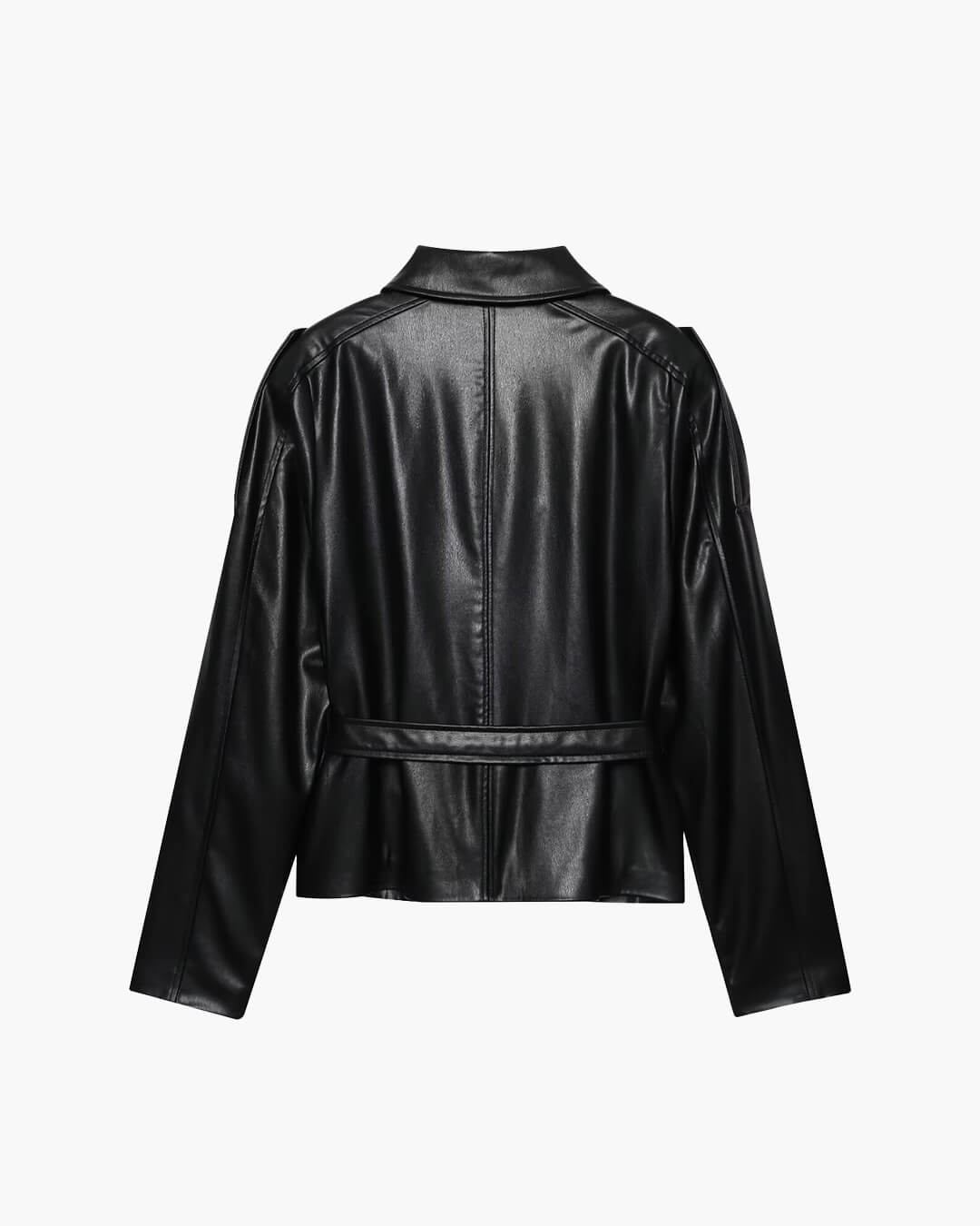 Tabitha Belted Faux Leather Jacket