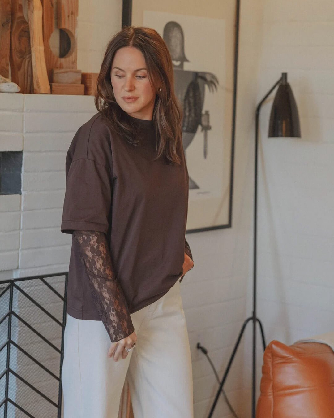 Adaora Lace Splice Long Sleeve Tee