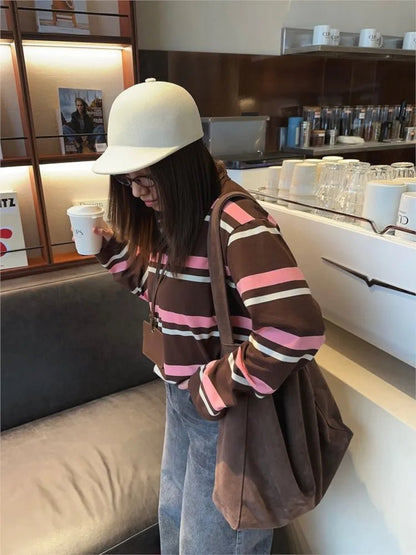 Layla Striped Polo Long Sleeve Top