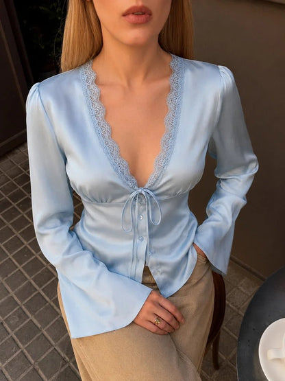 Naomi Satin V-Neck Tank Top