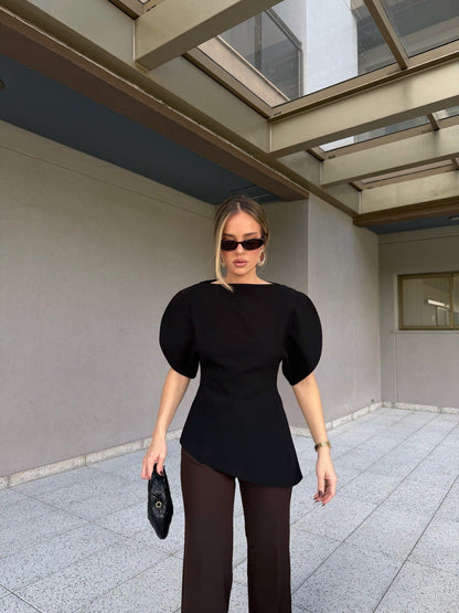 Sienna Tricot Balloon Sleeve Top