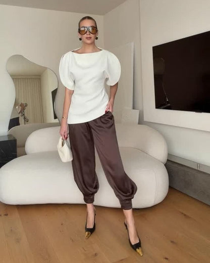 Sienna Tricot Balloon Sleeve Top