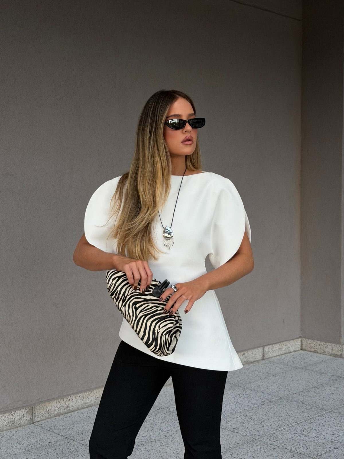 Sienna Tricot Balloon Sleeve Top