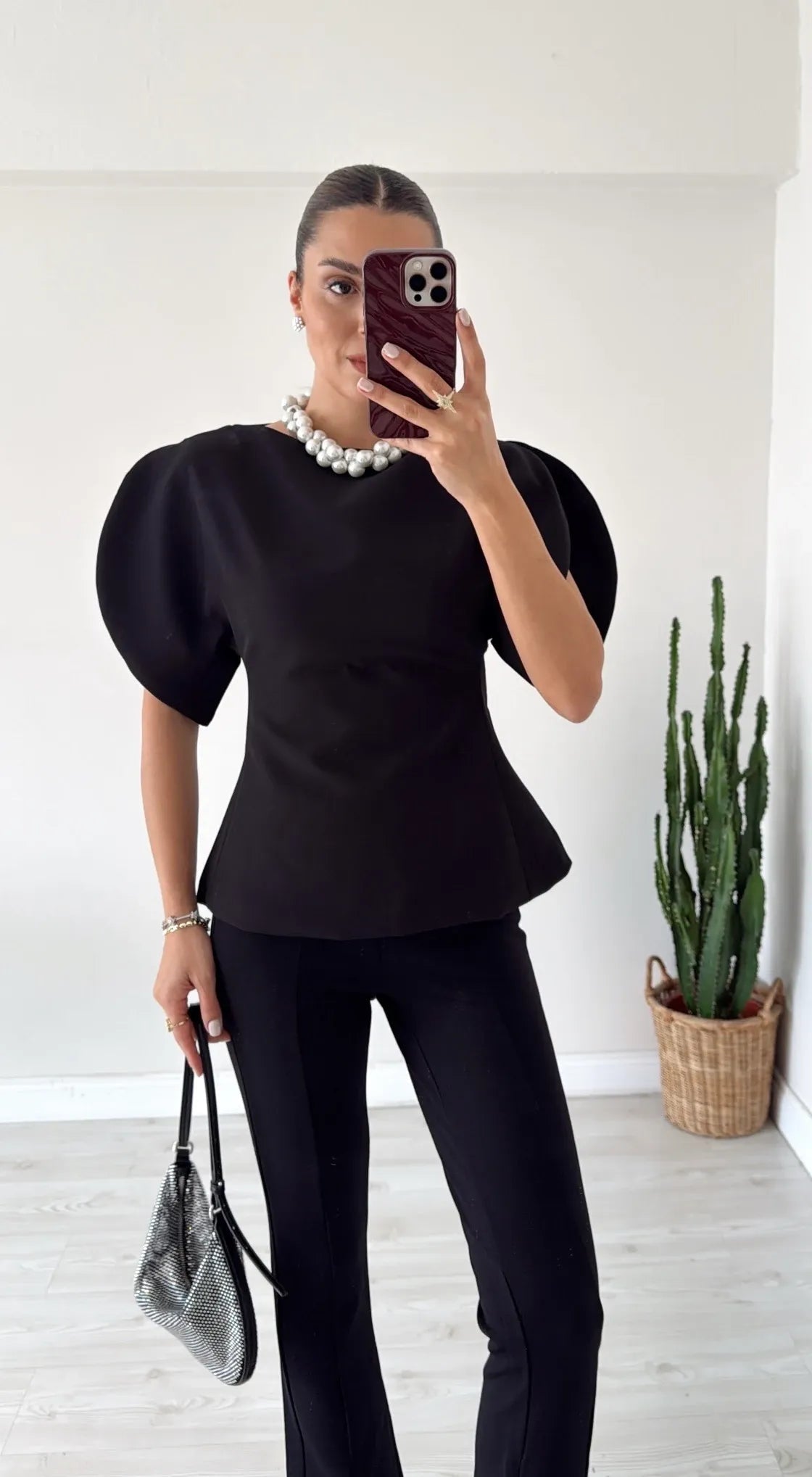 Sienna Tricot Balloon Sleeve Top