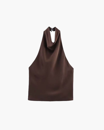 Anastasia Halter Backless Satin Top