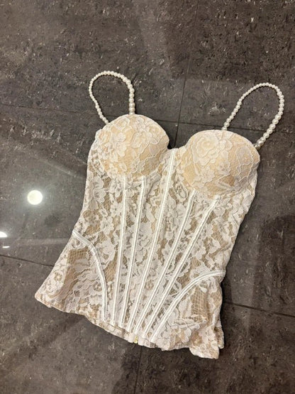 Aneyla Lace Sheer Bustier Cami Top