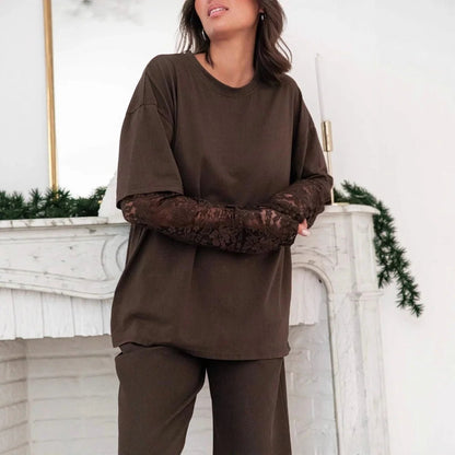 Adaora Lace Splice Long Sleeve Tee