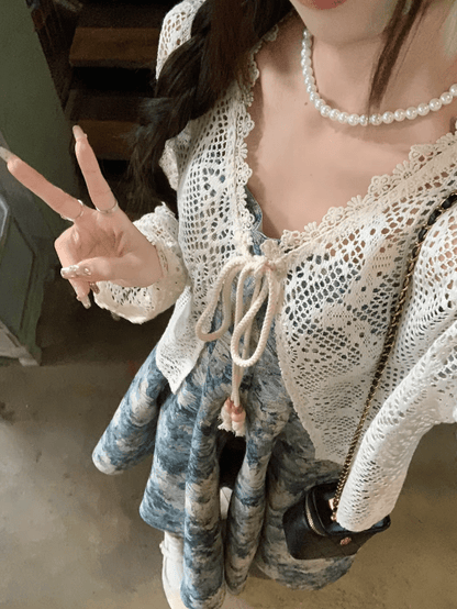 Camila Crochet Drawstring Beach Cover-Up