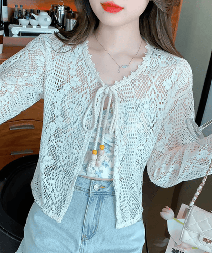 Camila Crochet Drawstring Beach Cover-Up
