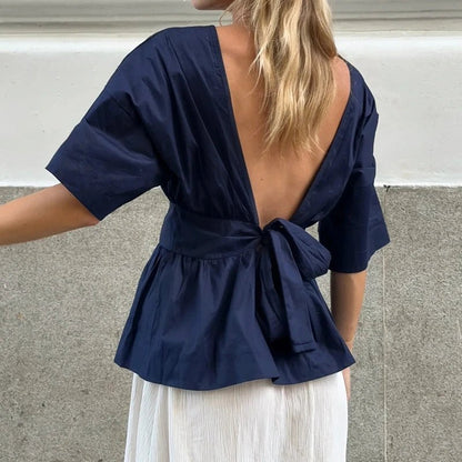 Cecile Ruffled Backless Blouse