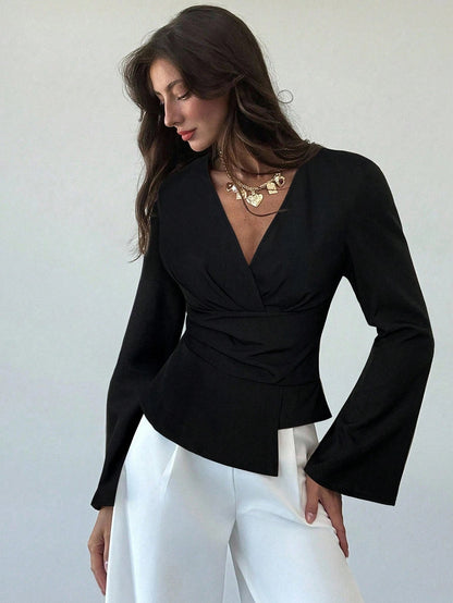 Chantelle Asymmetric Flare Sleeve Blouse