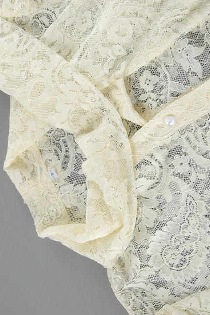 Dunja Sheer Lace Tie Blouse