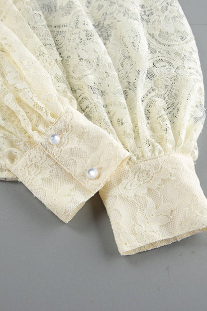 Dunja Sheer Lace Tie Blouse