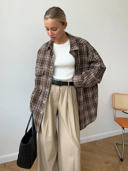 Emma Loose Checked Blouse