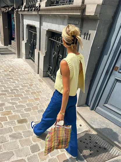 Aedla Open-Back Knitted Sleeveless Top