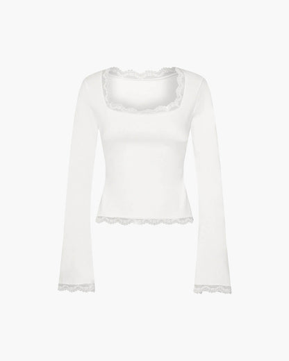 Jackie Lace Trim Square Neck Top