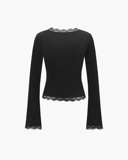 Jackie Lace Trim Square Neck Top