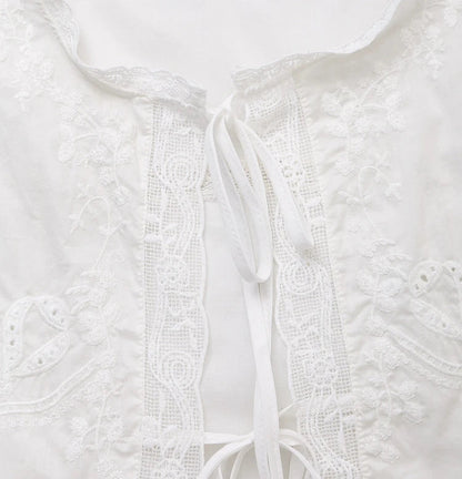Juvie Embroidered Lace Trim Blouse