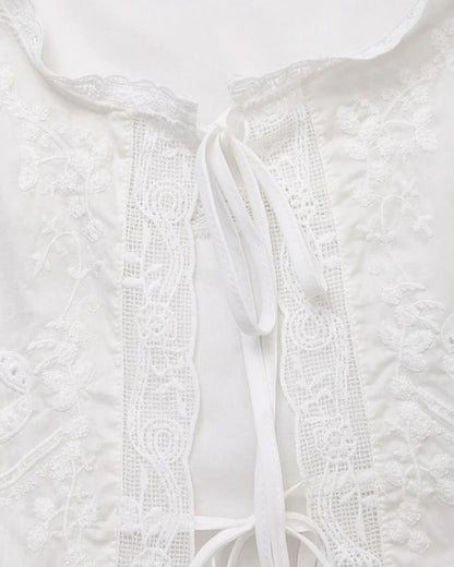 Juvie Embroidered Lace Trim Blouse