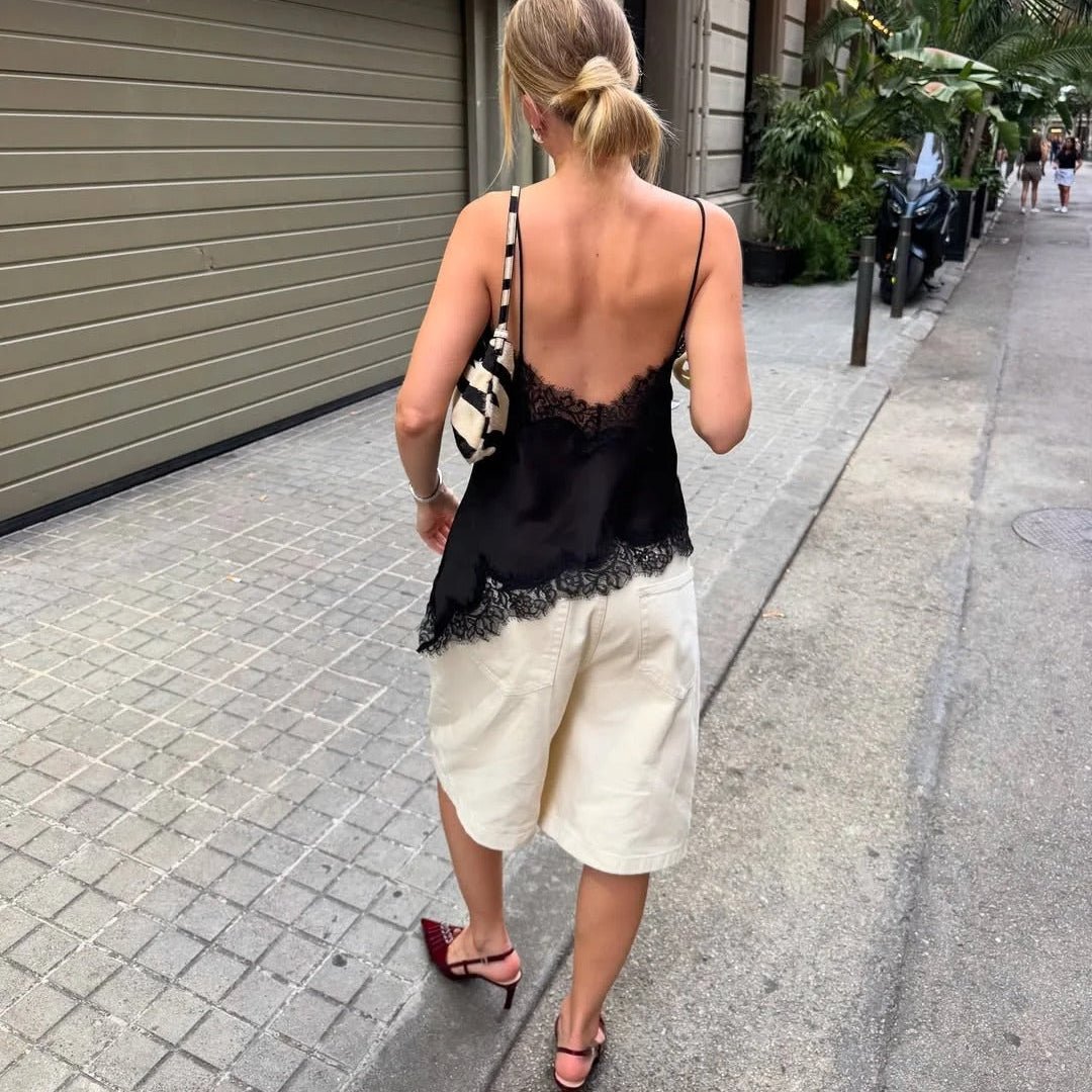 Kara Asymmetric Satin Cami Top